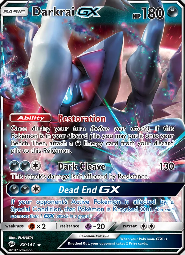 Darkrai GX — Burning Shadows #88 (Pokémon TCG card)
