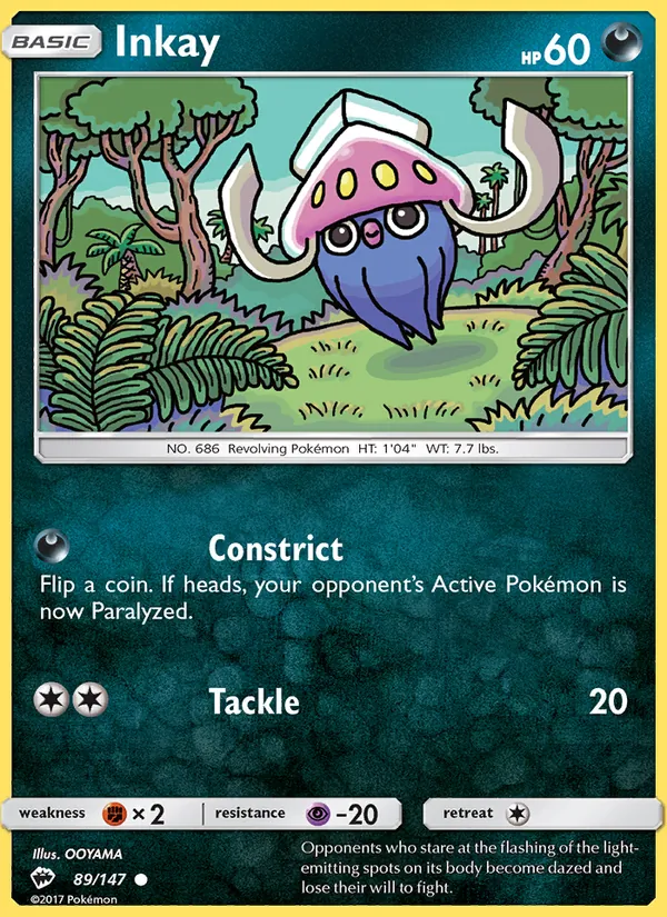 Inkay — Burning Shadows #89 (Pokémon TCG card)