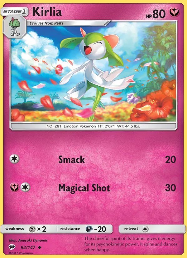 Kirlia — Burning Shadows #92 (Pokémon TCG card)