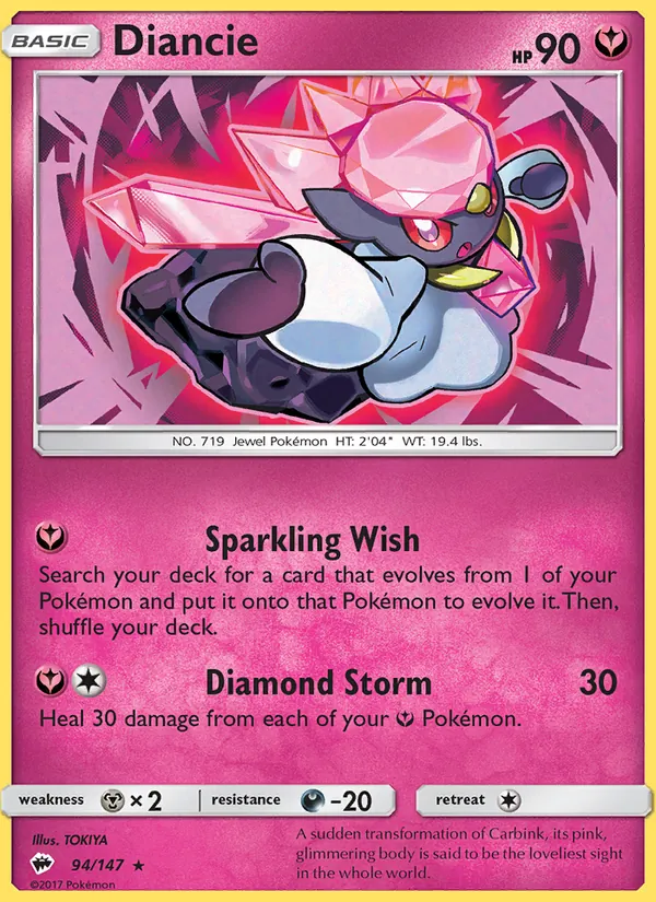 Diancie — Burning Shadows #94 (Pokémon TCG card)