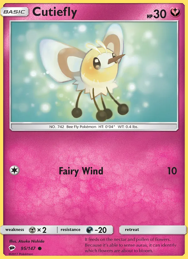 Cutiefly — Burning Shadows #95 (Pokémon TCG card)