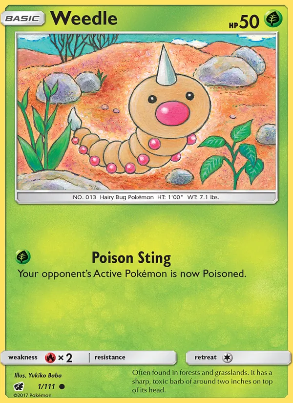 Weedle — Crimson Invasion #1 (Pokémon TCG card)
