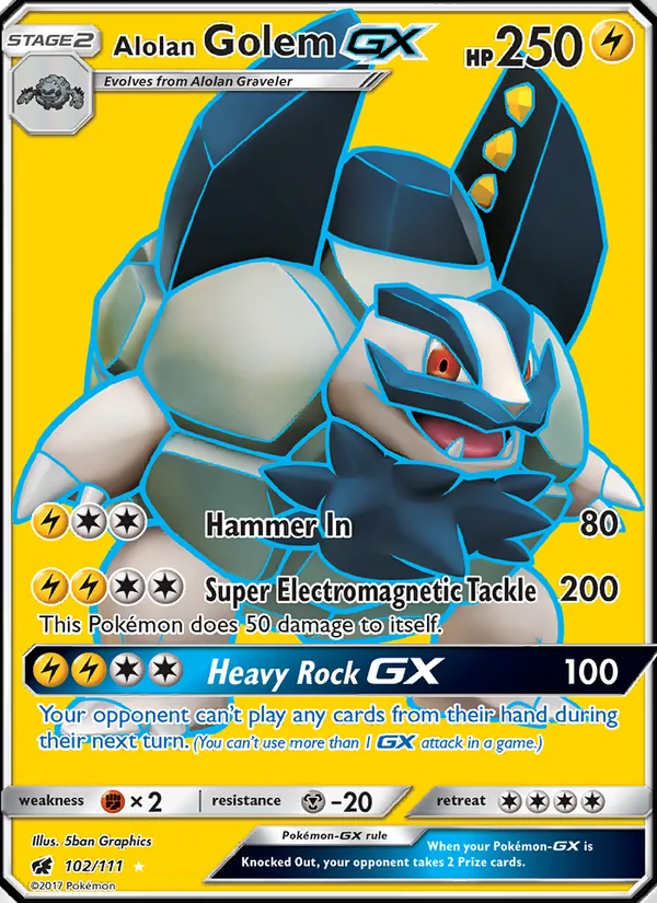 Alolan Golem GX — Crimson Invasion #102 (Pokémon TCG card)