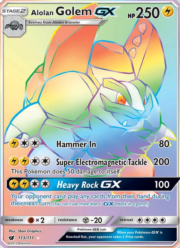 Alolan Golem GX — Crimson Invasion #113 (Pokémon TCG card)