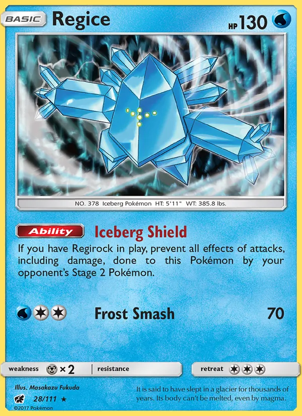 Regice — Crimson Invasion #28 (Pokémon TCG card)