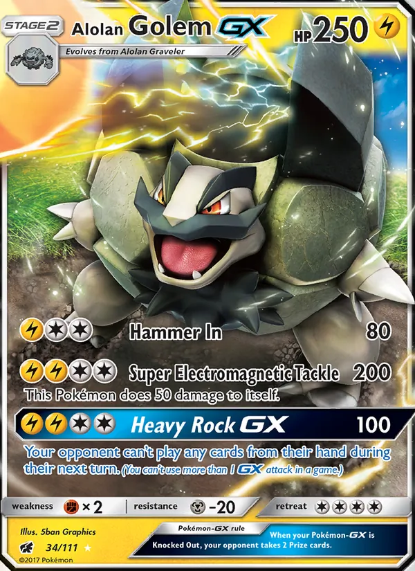 Alolan Golem GX — Crimson Invasion #34 (Pokémon TCG card)