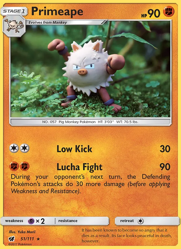 Primeape — Crimson Invasion #51 (Pokémon TCG card)