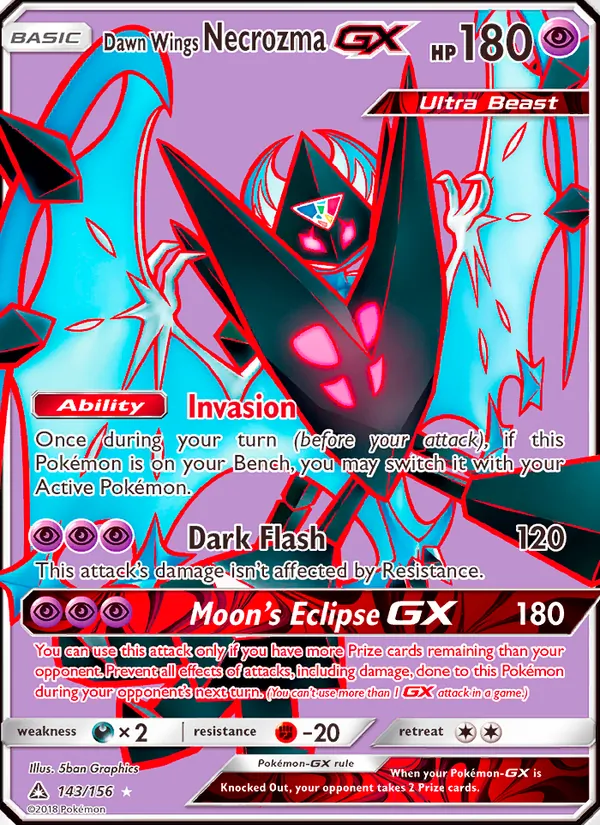 Dawn Wings Necrozma GX — Ultra Prism #143 (Pokémon TCG card)