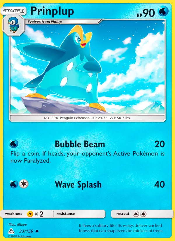 Prinplup — Ultra Prism #33 (Pokémon TCG card)