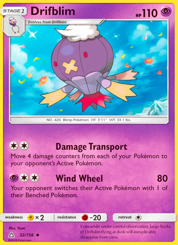 Drifblim — Ultra Prism #52 (Pokémon TCG card)