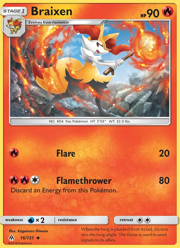 Braixen — Forbidden Light #16 (Pokémon TCG card)