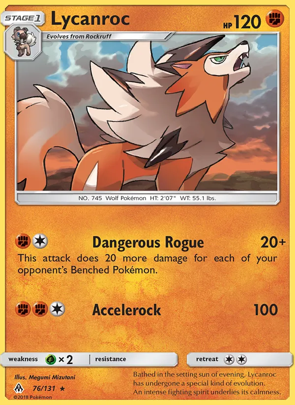 Lycanroc — Forbidden Light #76 (Pokémon TCG card)