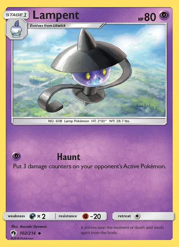 Lampent — Lost Thunder #102 (Pokémon TCG card)