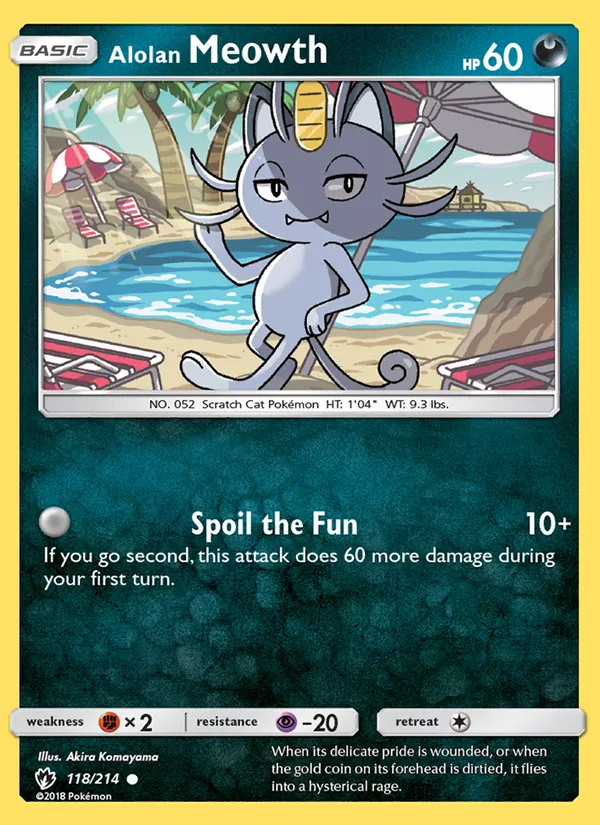Alolan Meowth — Lost Thunder #118 (Pokémon TCG card)