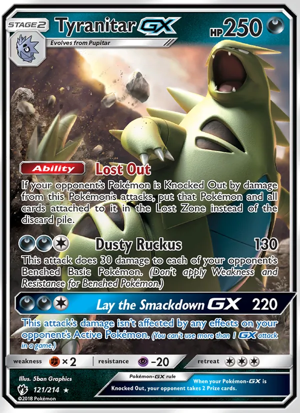 Tyranitar GX — Lost Thunder #121 (Pokémon TCG card)