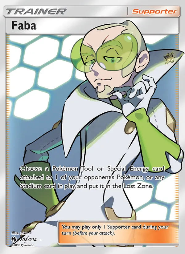Faba — Lost Thunder #208 (Pokémon TCG card)