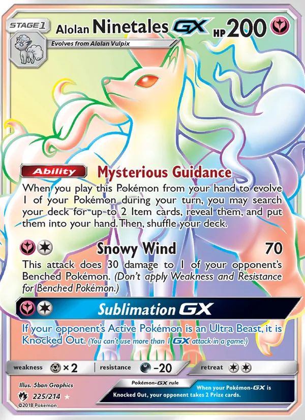 Alolan Ninetales GX — Lost Thunder #225 (Pokémon TCG card)