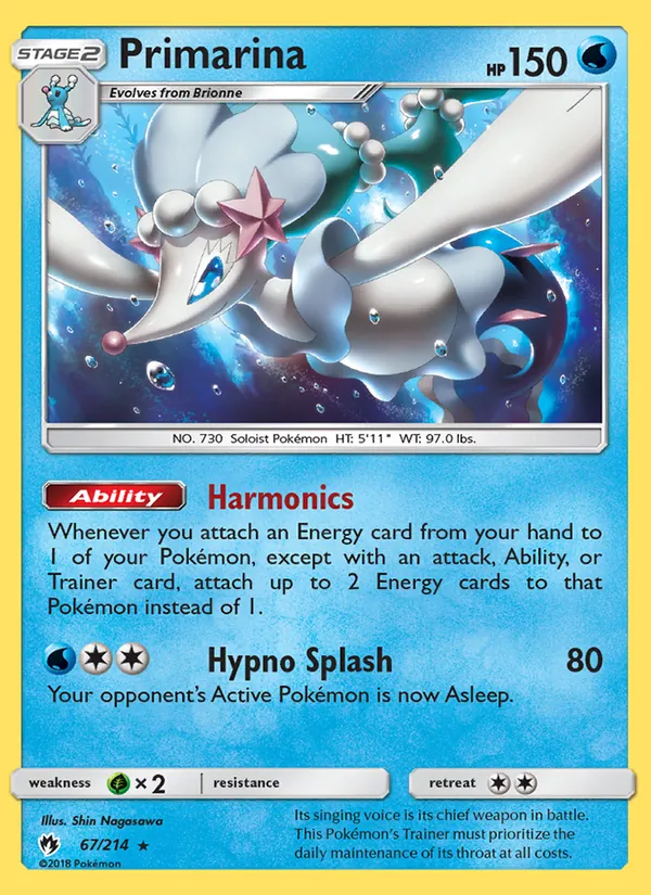 Primarina — Lost Thunder #67 (Pokémon TCG card)