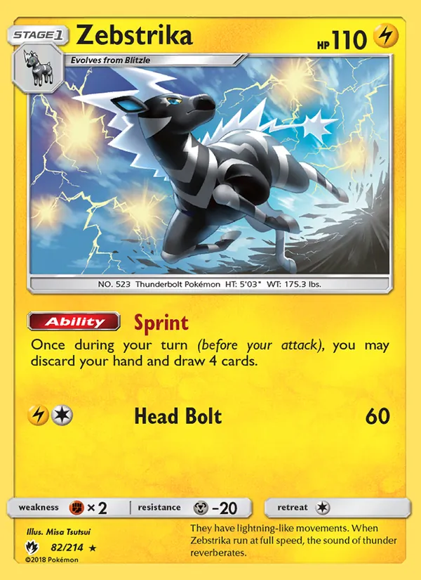 Zebstrika — Lost Thunder #82 (Pokémon TCG card)