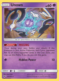 Unown (Lost Thunder #92)