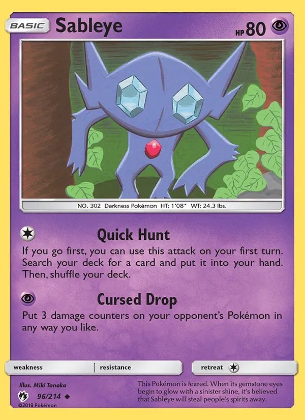 Sableye — Lost Thunder #96 (Pokémon TCG card)