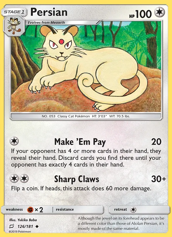 Persian — Team Up #126 (Pokémon TCG card)