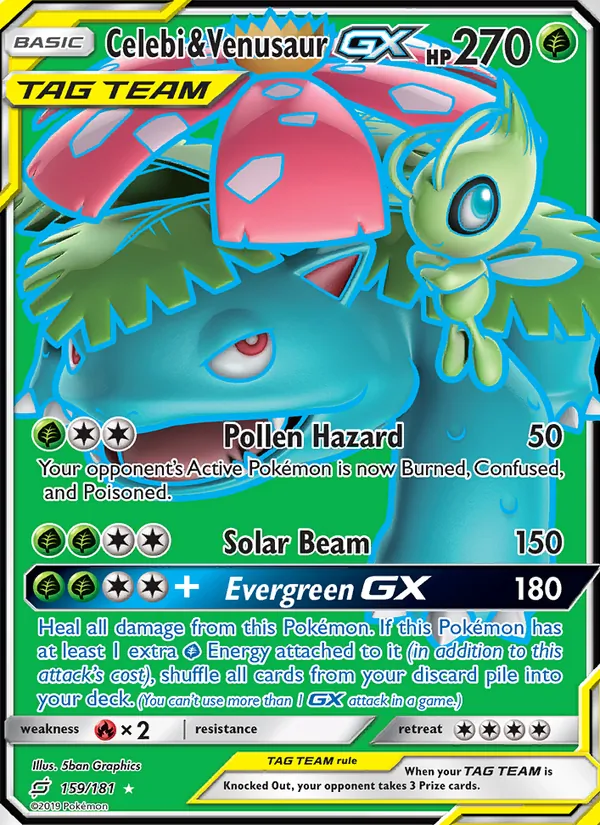 Celebi & Venusaur GX — Team Up #159 (Pokémon TCG card)