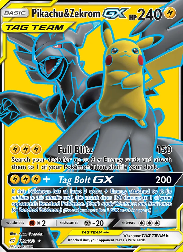 Pikachu & Zekrom GX — Team Up #162 (Pokémon TCG card)
