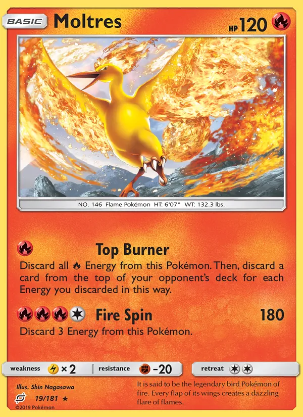 Moltres — Team Up #19 (Pokémon TCG card)