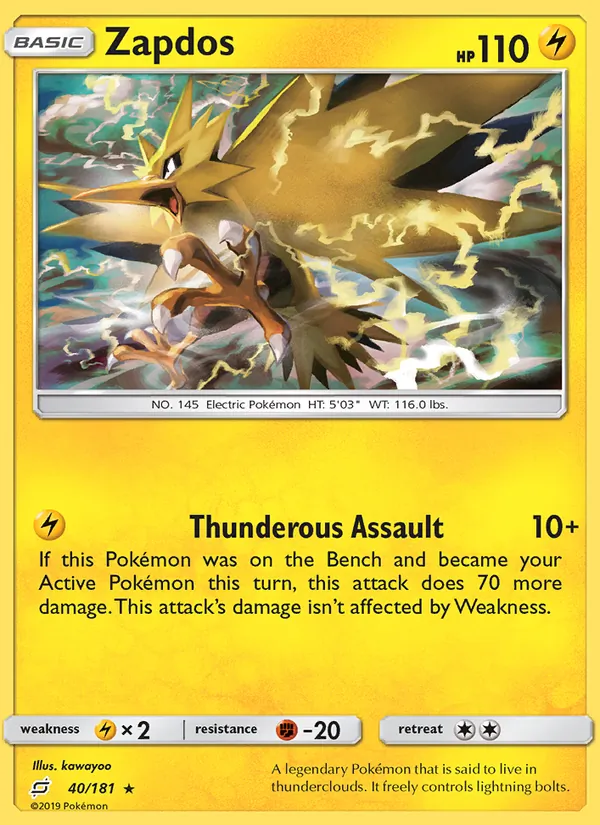 Zapdos — Team Up #40 (Pokémon TCG card)