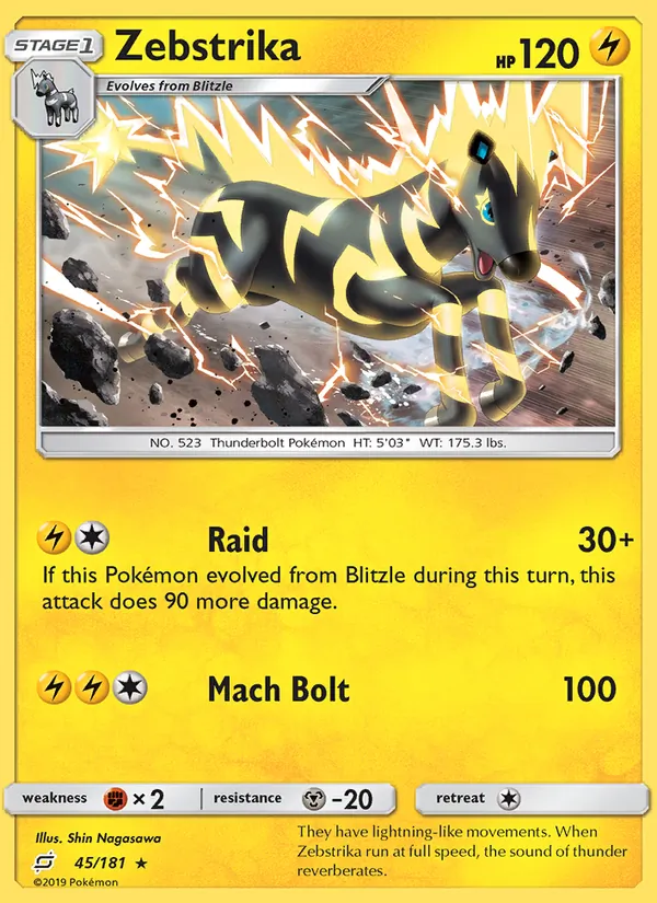 Zebstrika — Team Up #45 (Pokémon TCG card)
