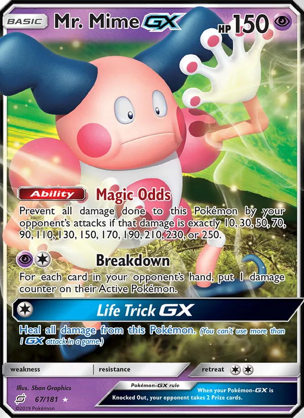 Mr. Mime GX — Team Up #67 (Pokémon TCG card)