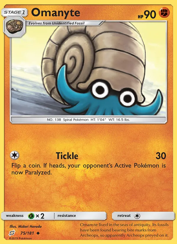 Omanyte — Team Up #75 (Pokémon TCG card)