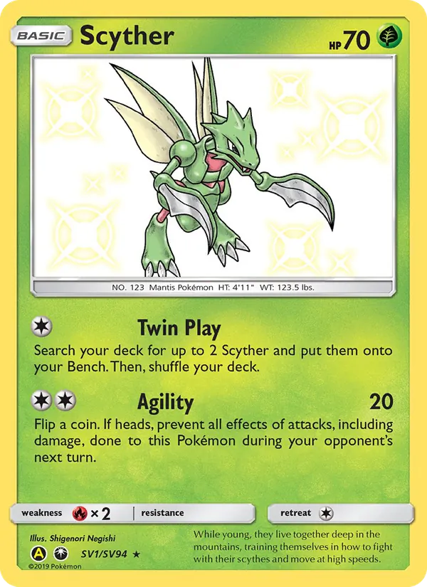Scyther — Hidden Fates Shiny Vault #SV1 (Pokémon TCG card)