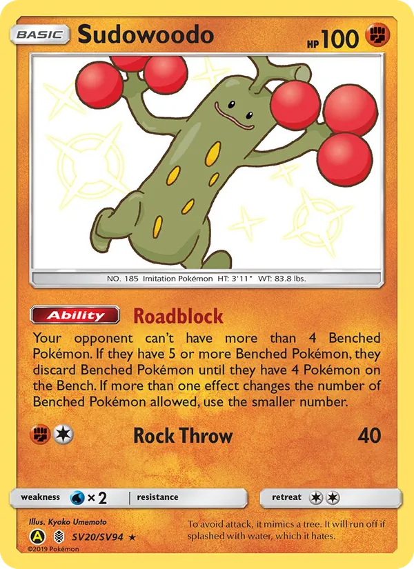 Sudowoodo — Hidden Fates Shiny Vault #SV20 (Pokémon TCG card)