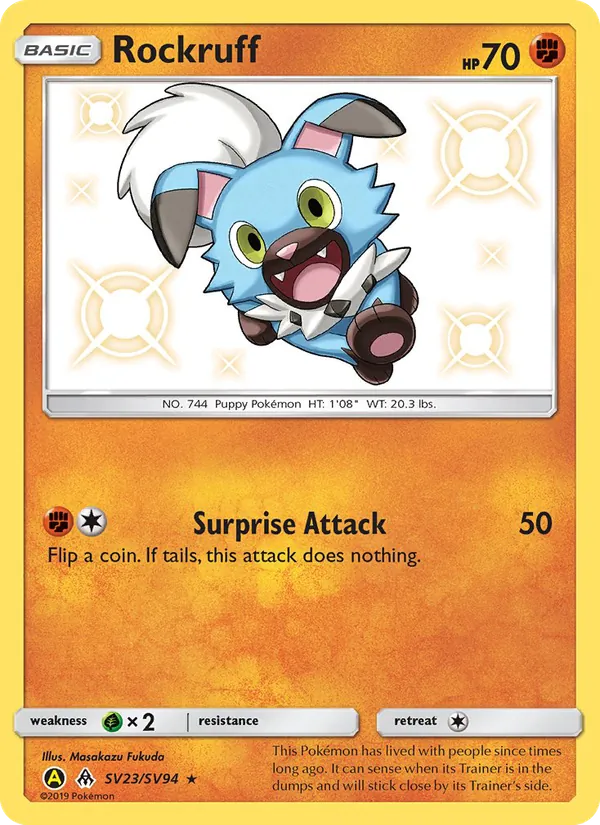 Rockruff — Hidden Fates Shiny Vault #SV23 (Pokémon TCG card)