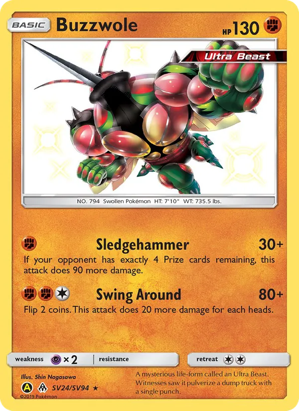 Buzzwole — Hidden Fates Shiny Vault #SV24 (Pokémon TCG card)