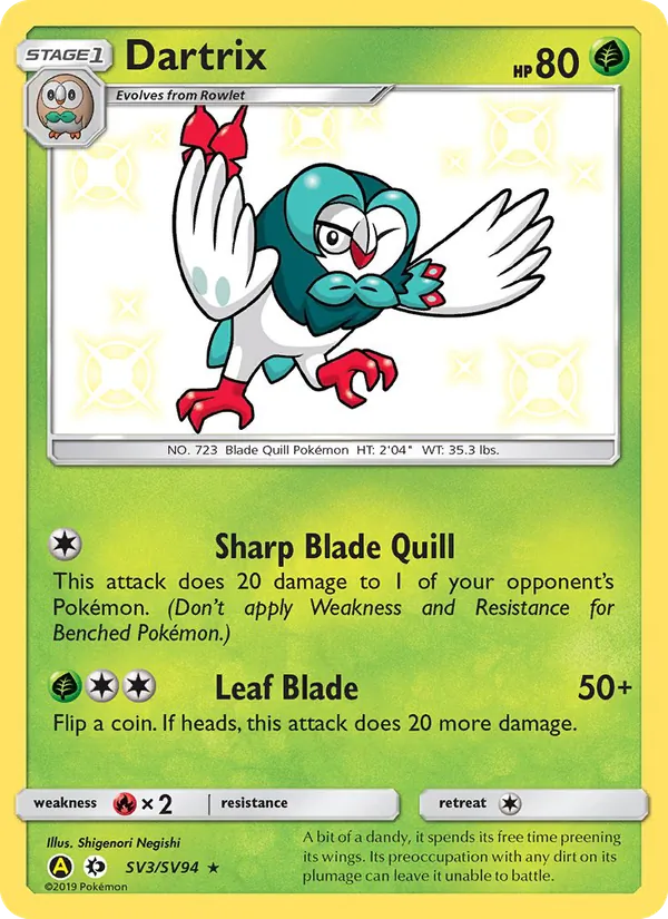 Dartrix — Hidden Fates Shiny Vault #SV3 (Pokémon TCG card)