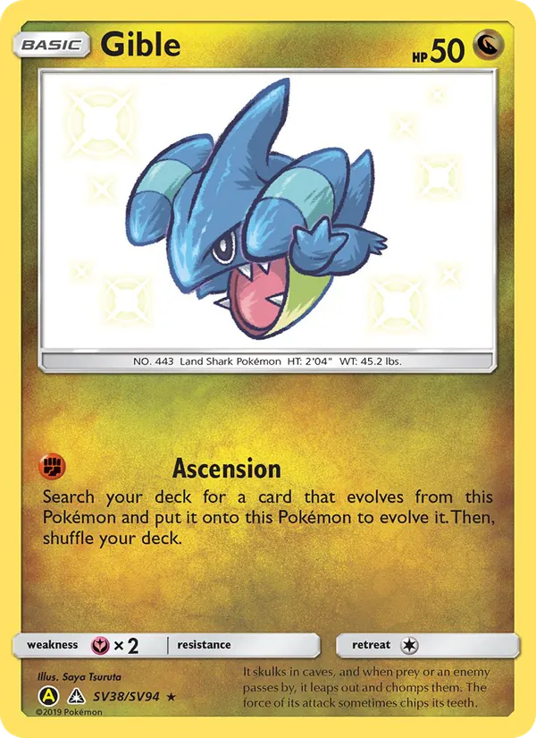 Gible — Hidden Fates Shiny Vault #SV38 (Pokémon TCG card)