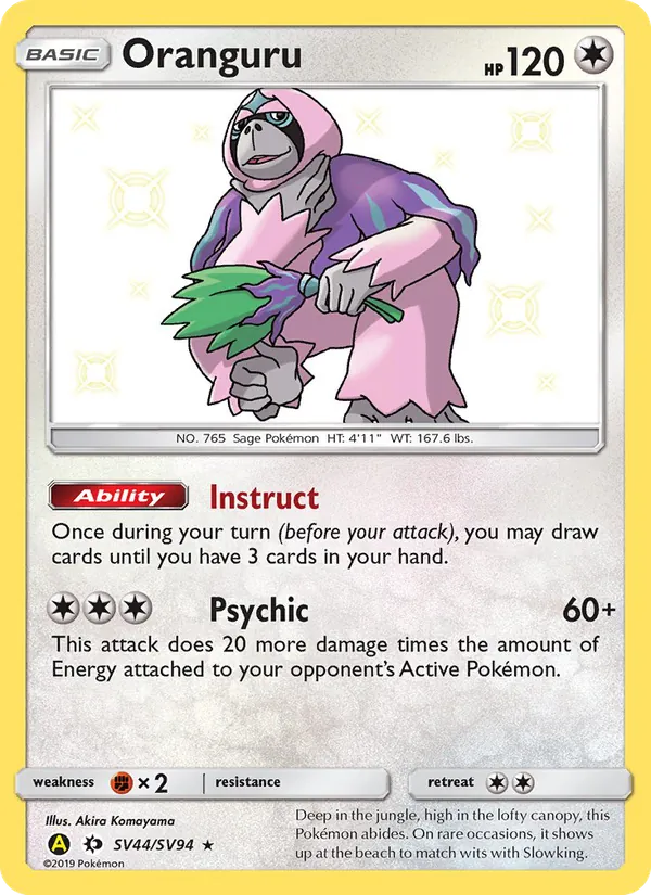 Oranguru — Hidden Fates Shiny Vault #SV44 (Pokémon TCG card)