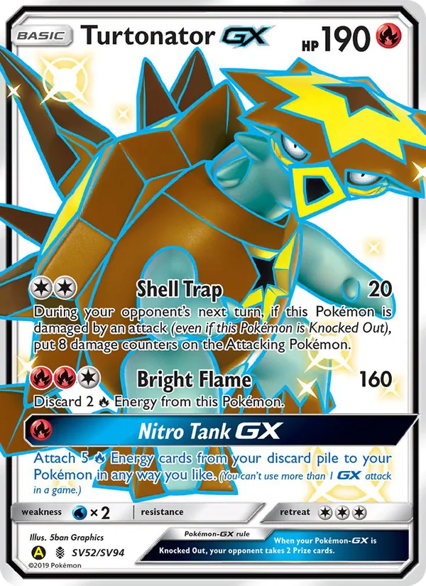 Turtonator-GX — Hidden Fates Shiny Vault #SV52 (Pokémon TCG card)