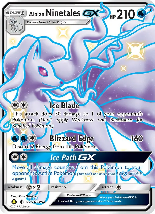 Alolan Ninetales-GX — Hidden Fates Shiny Vault #SV53 (Pokémon TCG card)
