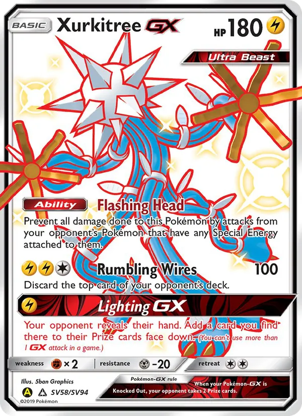 Xurkitree-GX — Hidden Fates Shiny Vault #SV58 (Pokémon TCG card)