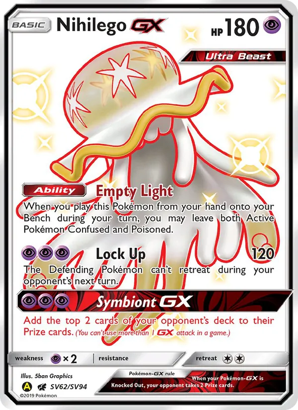 Nihilego-GX — Hidden Fates Shiny Vault #SV62 (Pokémon TCG card)