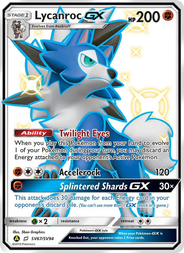 Lycanroc-GX — Hidden Fates Shiny Vault #SV67 (Pokémon TCG card)