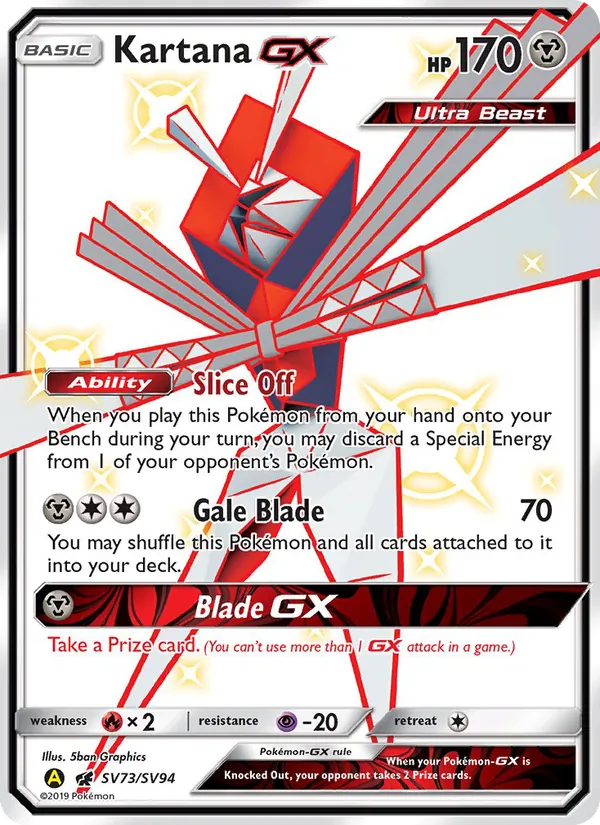 Kartana-GX — Hidden Fates Shiny Vault #SV73 (Pokémon TCG card)