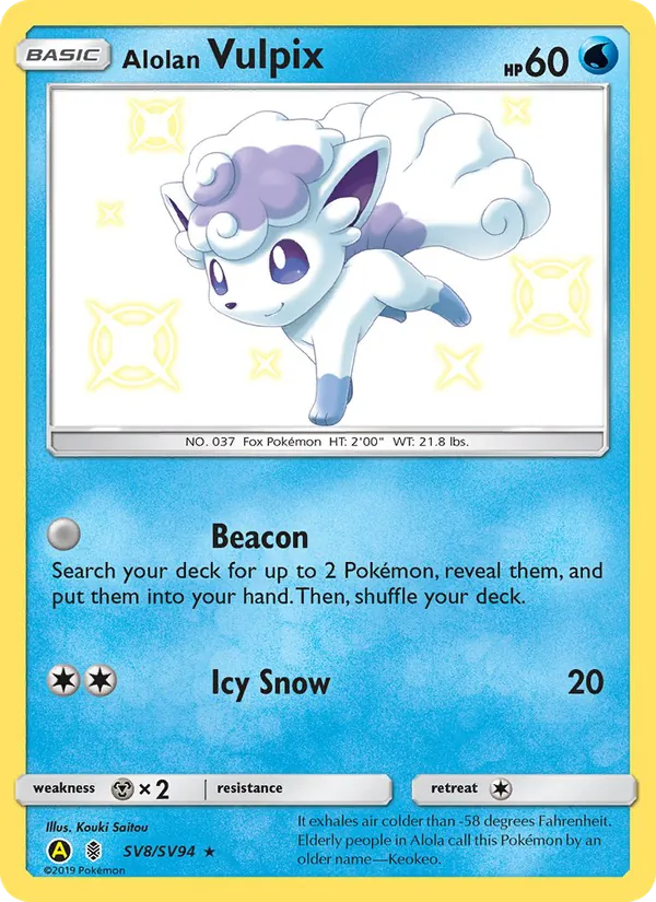 Alolan Vulpix — Hidden Fates Shiny Vault #SV8 (Pokémon TCG card)