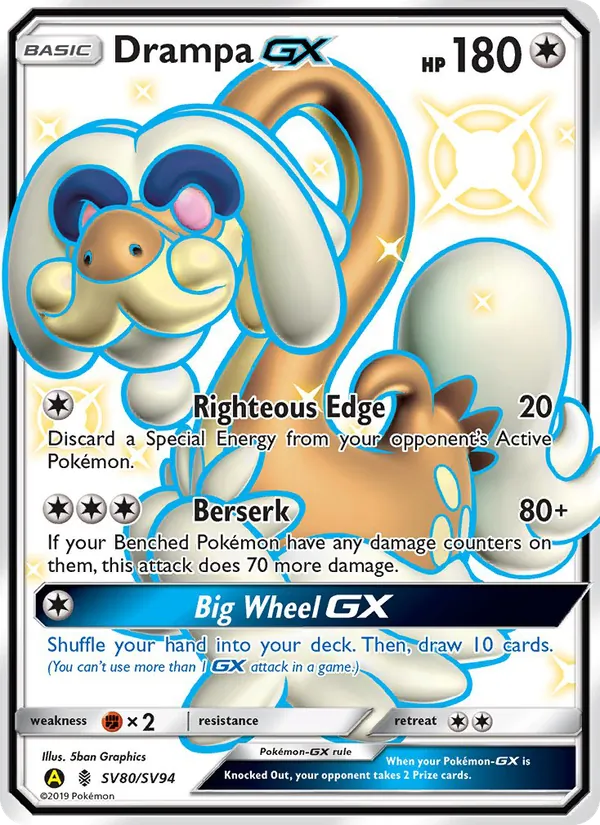 Drampa-GX — Hidden Fates Shiny Vault #SV80 (Pokémon TCG card)