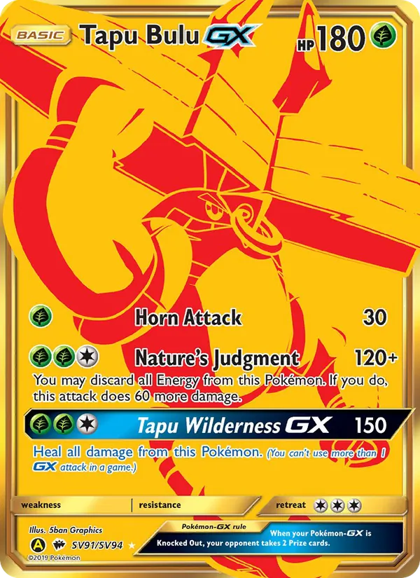 Tapu Bulu-GX — Hidden Fates Shiny Vault #SV91 (Pokémon TCG card)