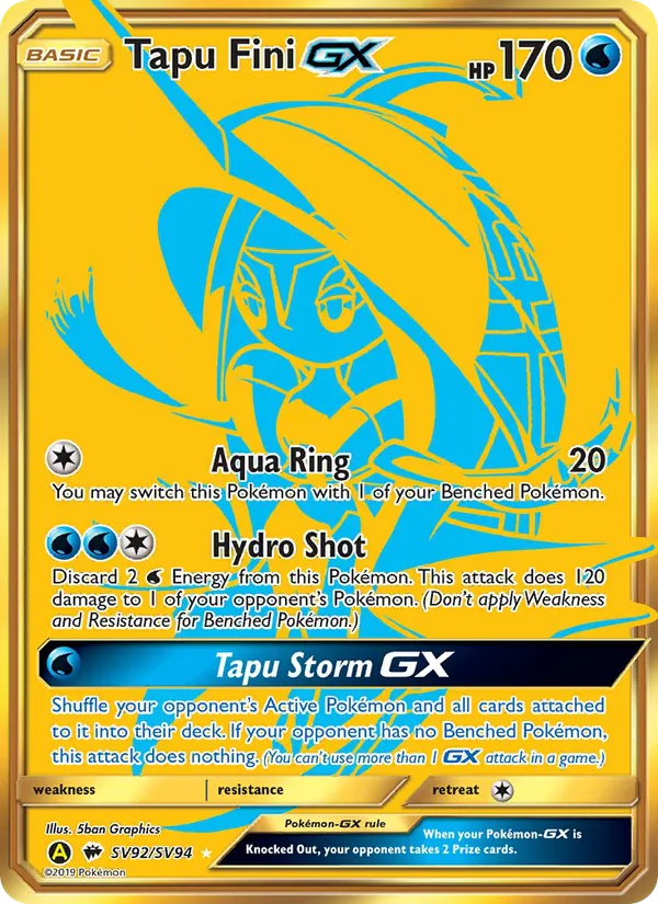 Tapu Fini-GX — Hidden Fates Shiny Vault #SV92 (Pokémon TCG card)